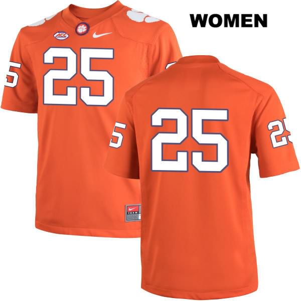 Women's Clemson Tigers #25 J.C. Chalk Stitched Orange Authentic Nike No Name NCAA College Football Jersey DYR6846OX